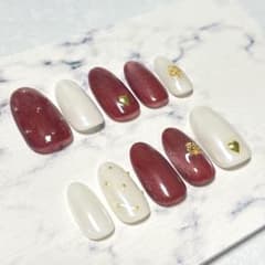 #10 現品_ネイルチップ マグネット 赤 微粒子 ハート ニュアンスのサムネイル