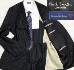 Paul smithゼニア　スーツセットアップXL  黒ストライプのサムネイル