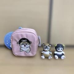 モフサンド mofusand カラビナつき刺繍スクエアミニポーチ フィギュア2点