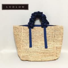 美品◇LUDLOW ラドロー ラフィアグレープハンドルバック かごバッグ
