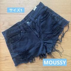 MOUSSY VINTAGE ダメージショートパンツ サイズ1 デニム ブラックのサムネイル