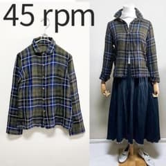45rpm & ウール 薄手 タータンチェック フリンジ シャツ ブラウス 
