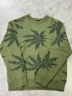 JUNKUN様専用 550 HUF ハフ　ニットセーター　マリファナ柄　大麻のサムネイル