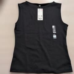 UNIQLO ボートネック ノースリーブT ブラック Lのサムネイル