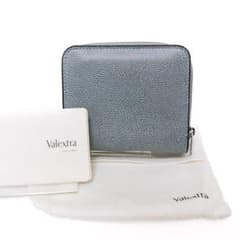 【極品】ヴァレクストラ ミレプンテ ラウンドジップ 二つ折り 財布 アイスブルー