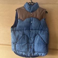 デニム×レザー切り替え 中綿ベストのサムネイル