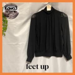 feet up 컷소우 긴소매[M]레이디스 블랙 소매 투명감