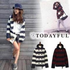 【値下げ】todayful ボーダーニットコートのサムネイル
