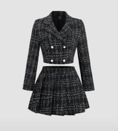 SHEIN ツイード調 セットアップ ブラックのサムネイル