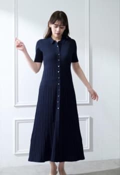 Essentia］Eyelet Polo Knit Dress S - メルカリ
