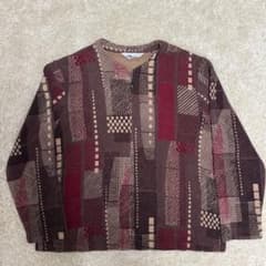 90s 幾何学柄 総柄ニット メンズ ジップアップ ヴィンテージ