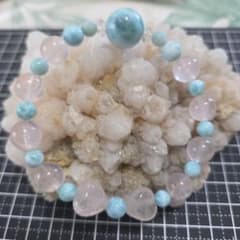 ラリマー ローズクォーツ 天然石 ブレスレット ラリマー大玉使用 