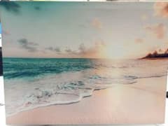 玄関 照明ライト付き 海と夕日の風景画のサムネイル
