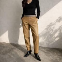 00s PRADA レザーパンツ リボンウエスト M キャメル ミウッチャ期 