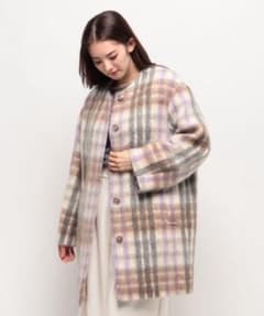LOUNIE シャギーノーカラーチェックコート - メルカリ