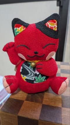 【中古】ちりめん細工 招き猫 置物 / Japanese Lucky Catのサムネイル