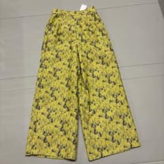 イエロー系 花柄 ジャガード ワイドパンツのサムネイル
