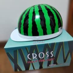 スイカデザイン 半帽 ヘルメット CROSS 半帽 ヘルメット スイカ柄 125cc以下 - メルカリ