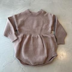 ニットロンパース ベージュ　長袖 - 2