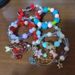 ブレスレット 6点セット ハート 星 キッズ ビーズ パール カラフルのサムネイル