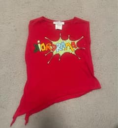 T*A様 Christian Diorアシンメトリー赤Tシャツ グラフィックプリ 
