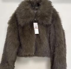 新品 しまむら SORSA ファージャケット ファーコート ブラウン L