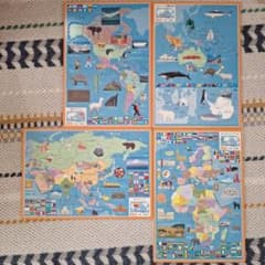 世界地図パズル 4枚セットのサムネイル