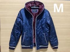 Thruston メンズ フード付き 中綿ジャケット ネイビー　ダウンジャケットのサムネイル