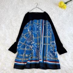 未使用✨ダーマコレクション　ニットドッキングチュニック　星座プリント　L ダーマコレクション】馬具プリントニットドッキングチュニック 長袖 絹