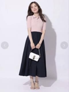 【Apuweiser-riche】襟ドッキングニットワンピース／ピンクMのサムネイル