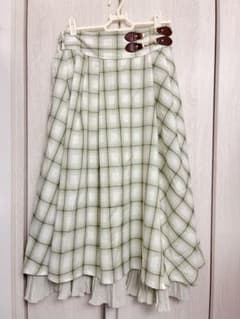 美品【axes】チェック柄フレアスカート グリーン フリーサイズのサムネイル
