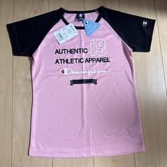 【新品タグ付き】Champion ピンクTシャツ 160 吸汗速乾 運動用のサムネイル
