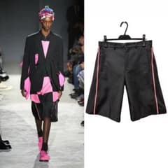 コムデギャルソンオムプリュス25S/S フリル付きサイドジッパー黒ショーツ コムデギャルソンオムプリュス25S/S フリル付きサイドジッパー黒