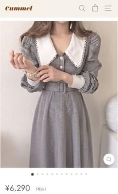 キュンメル♡cummel♡ビッグカラーギンガムワンピースのサムネイル