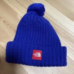 THE NORTH FACE 青 キッズニット帽 ポンポン付きのサムネイル