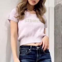 GYDA HEDONISMハーフスリーブニットトップス ラベンダーのサムネイル