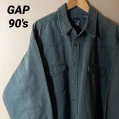 OLD GAP オーバーサイズ シャツ グリーン XL相当 ビッ　無地 長袖