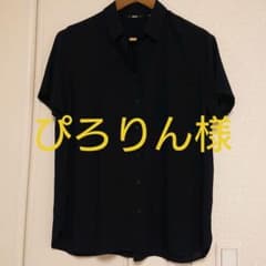 ユニクロ レディース半袖シャツ オープンカラーシャツ・紺のサムネイル