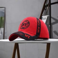 c02 レッドキャップ NY刺繍 ブラックラインデザイン