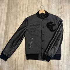 美品　ウールレザースタジャン グレー/ブラックのサムネイル