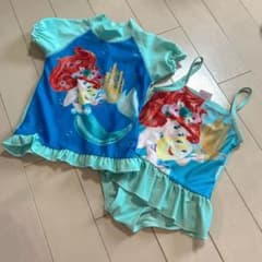 Disney 아리엘 원피스 수영복 2점 세트 러쉬 가드