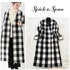 美品】Spick and Span ブロックチェック Vカラーロングコート38