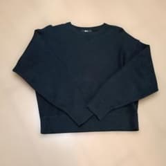 UNIQLO スムースコットンクルーネックセーター ブラックのサムネイル