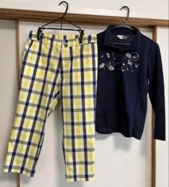 【レア】ブラック＆ホワイト　ゴルフ　パンツ＆ポロシャツ　ズボン　セット　サイズ2のサムネイル