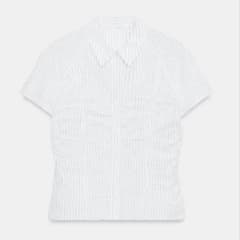 ZARA ギャザー入り　ポプリンシャツ ストライプのサムネイル