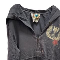 希少✨️Y2K タトゥーデザイン ジップパーカー 燕 薔薇 クラウン