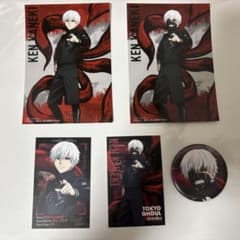 東京喰種 金木研　トレーディングフォトカード2枚＆缶バッチ1個＆プロマイド2枚のサムネイル