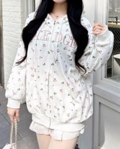 花柄胸ロゴスウェットジップパーカー INGNIのサムネイル