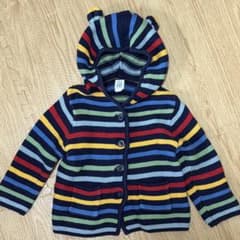 babyGap ニットカーディガン 90 マルチボーダー くま耳のサムネイル