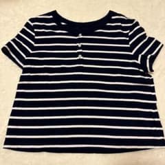 ボーダー柄 半袖 Tシャツ ヘンリーネックのサムネイル